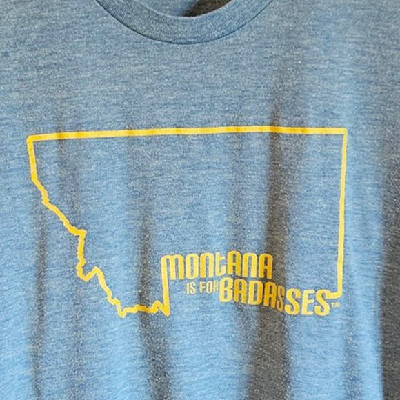 Montana Is For Badasses TShirt Teal Yellow Women's Small - Picture 2 of 5